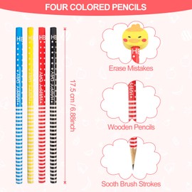 JOPHEK HB Pencils Set, 40 x HB Pencils Set with Eraser, Drawing Writing Pencil with Rubber, Multicoloured Children Students Writing Drawing Tools for Drawing and Sketching