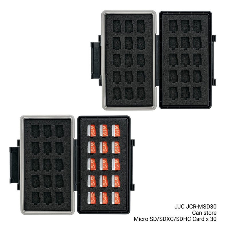 JJC 30 Slots Micro SD Card Holder Water Resistant Memory
