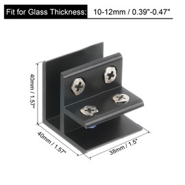 uxcell 90 Degree Glass Clamp, for 10-12mm Thickness Adjustable Glass Shelf Support Bracket Aluminum Alloy Glass Clip Clamp Holder, Black
