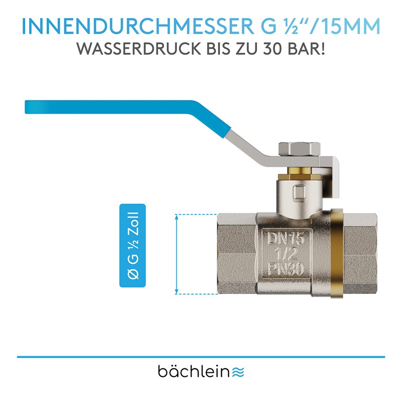 Bächlein Universal Ball Valve - Brass Ball Valve with Lever