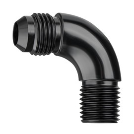 EVIL ENERGY 6AN to 1/4" NPT Male 90 Degree One Piece Full Flow Fitting Adapter Aluminum Black