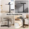 CROWNFURN Overbed Bedside Table with Hidden Casters,Adjustable Hospital & Home
