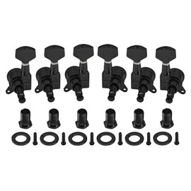 6Pcs Yootones Metal Guitar 3L3R Machine Heads Locking Tuning Key Pegs Tuners Replacement Compatible with Stratocaster Telecaster Electric or Acoustic Guitars (Black)