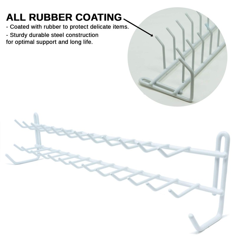 Huji Wall Mount Tie and Belt Rack Organizer, White (1