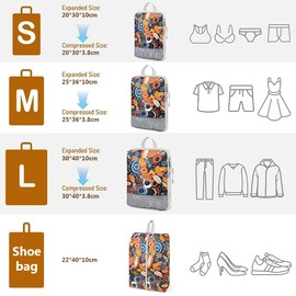 4-Piece Compression Packing Cubes - Polyester Luggage Organizer Set, Breathable Mesh Garment Pouches, for Vacations, Business Trips and Home