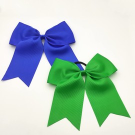 Hipcheer 20pcs 8" Large Blue Cheer Bows for Girls, Hand-made Grosgrain Ribbon Hair Accessories for Teen Girls Softball Cheerleader Sports (Blue)