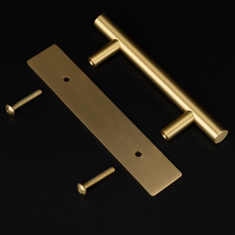 QOGRISUN 5-Pack Solid Brass Cabinet Pulls Back Plates, Rectangle Cabinet