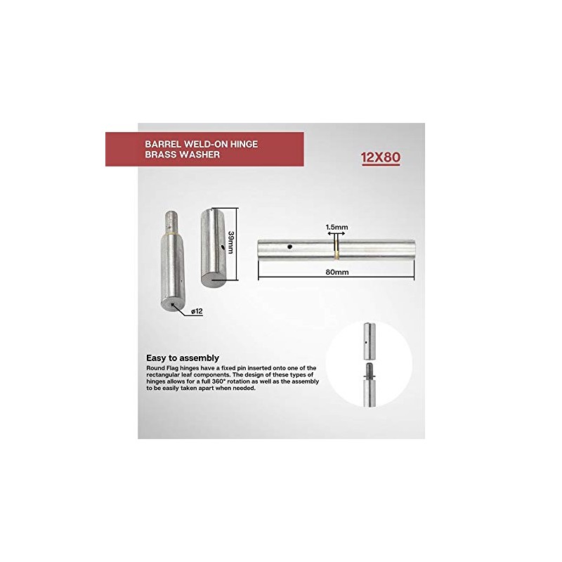 DOJA Industrial | Round Weld-On Door Pin Hinge | Pack