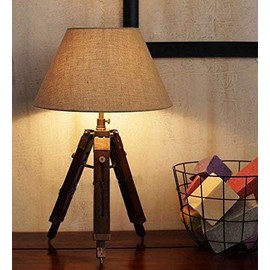 THOR INSTRUMENTS Vintage Tripod Table Adjustable Lamp Stand Tripod- Home Decor - Lamp Shade Not Included Rustic Vintage