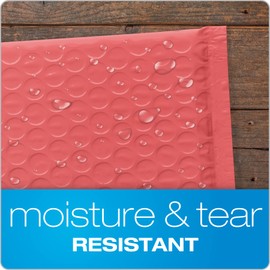 Quality Park Bubble Mailers, 6 x 9 Shipping Envelopes, Water Resistant Coral Poly Padded Envelopes, Redi-Strip Peel Off Closure, 50/Box (QUA85866)