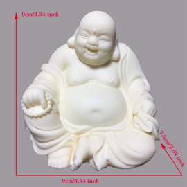 White Laughing Buddha Statue for Home,Small Smiling Buddha Figurine for Feng Shui Good Luck, Wealth and Happiness – Essence of Joy