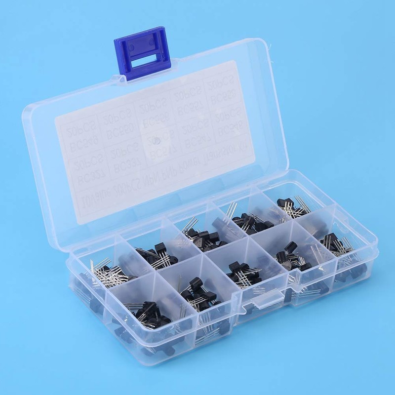 Akozon BC547 200pcs 10 Values NPN PNP Transistor Assortment Set