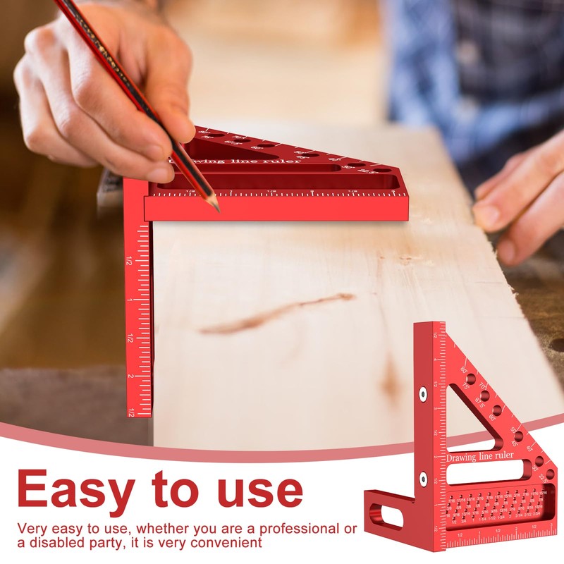 Carpenter Square Scribing Ruler, 3D Multi-Angle Measuring Ruler, Square Protractor,