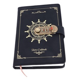 B6 Notebook Combination Lock Black Gold Retro 240 Pages Smoothing Ruled Paper Notebook for School Office Travel
