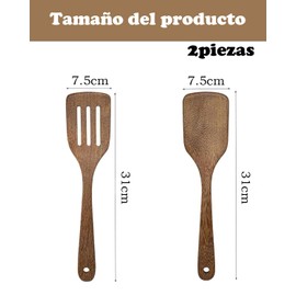 Palas De Cocina, Juego De 2 Piezas De Palas De Madera Para Cocinar, Utensilios De Cocina Madera Para Freír, Mezclar Y Servir, Con Agujero Para Colgar, 31 Cm