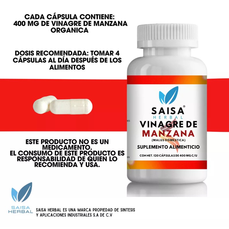 Saisa Herbal Vinagre De Manzana Orgánico 120 Cápsulas 100 %