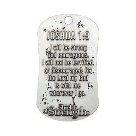 Shields of Strength POW*MIA Antique Finish Dog Tag Necklace-Joshua 1:9 (4 Pack)