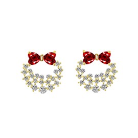 Bow Earrings for Women Red Ball Bow Earrings Sparkly Crystal Bow Stud Earrings Jewelry Gifts (B-bow)