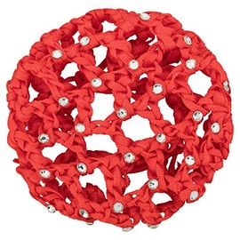 tanzmuster Ballet Bun Net - Mila - with Rhinestones and Scrunchie - Red - Knot Net for Thick and Thin Hair - Women and Children