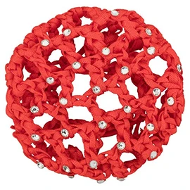tanzmuster Ballet Bun Net - Mila - with Rhinestones and Scrunchie - Red - Knot Net for Thick and Thin Hair - Women and Children