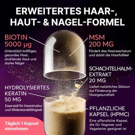 Hair Vitamins - Biotin High Dose 5000 mcg, Keratin, Selenium, Zinc | Laboratory Tested | Vitamin A C D E B12 for Hair, Skin, Nails for Women and Men | Hair Growth and Strengthening Complex | 60