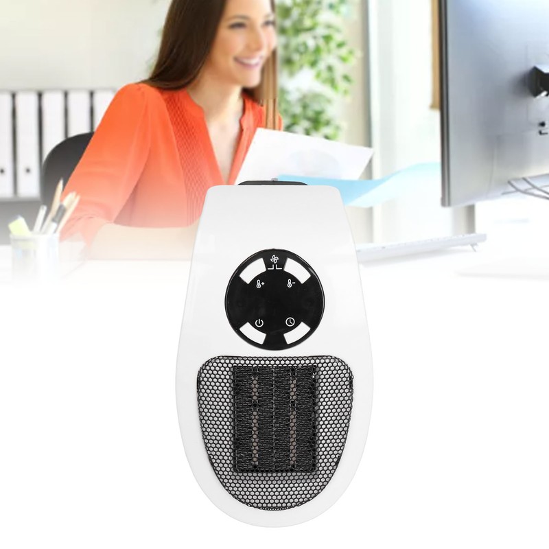 500W Black and White Mini Electric Heater Portable Wall Mounted