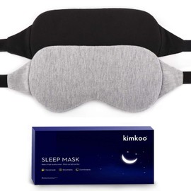Kimkoo Sleep Mask-Eye Mask for Sleeping, Sleeping Mask Blocking Out Light Perfectly for Women and Men, Soft and Comfortable Blindfold for Travelling, with Pouch (Black+Gray)