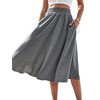 SOFIA'S CHOICE Women's High Elastic Waist Midi Skirt with Pocket