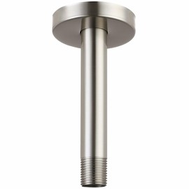 Voolan Shower Arm with Flange, Ceiling Mounted Fixed Shower Pipe, Bathroom Straight Rain Shower Replacement Arm, Universal Connection 1/2 NPT (6 Inch, Brushed Nickel)