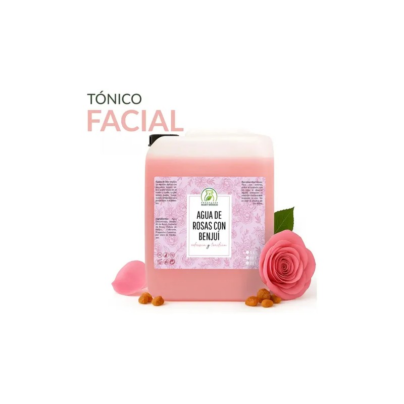 Agua de Rosas y Benjuí 5 Litros Tónico Hidratante Rostro