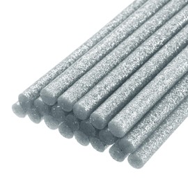 QUARKZMAN Heißklebepistolenstäbchen, 100mm lang x 11mm Durchmesser für Heißklebepistole, Perfekt für DIY-Bastelprojekte und Versiegelung, Glitzer Silber, 20 Stück