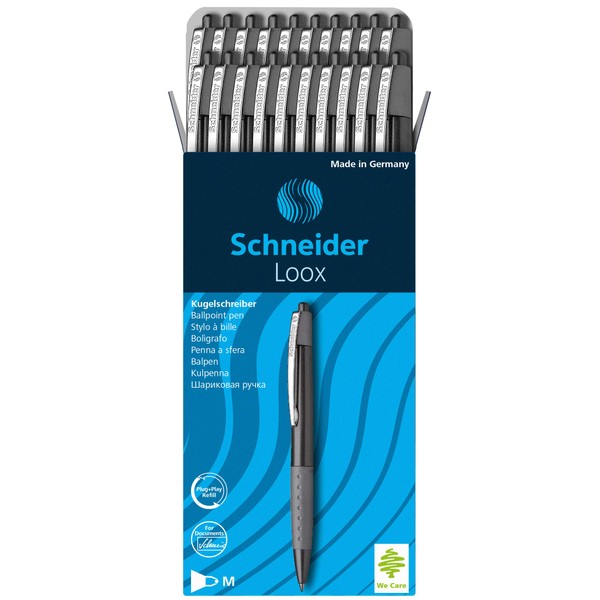 Schneider Loox Kugelschreiber (Schreibfarbe: schwarz, Strichstärke M, Druckmechanik, dokumentenechte Mine)