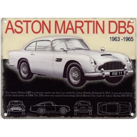 ASTON MARTIN DB5 CLASSIC CAR MINI METAL SIGN 8" X 6"