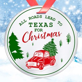 Elegant Chef All Roads Lead to Texas for Christmas- Christmas Ornament Gift for Family Friends- Tree Hanging TX Festival Decoration for Xmas Holidays Celebration- 3 inch Flat Stainless Steel