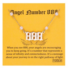 TGOLM Angel Number 888 Ankle Bracelet Faux Pearl Beaded Anklet for Women Silver Tone