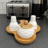 Ceramic Condiment Set with Bamboo Base – Salt and Pepper