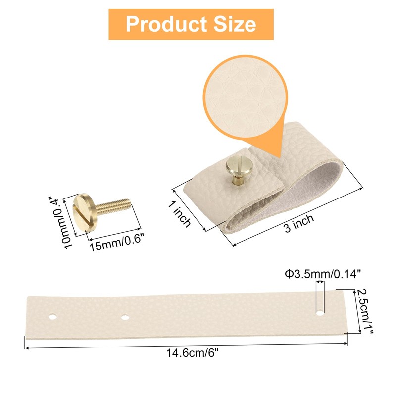 sourcing map 4 Pack Leather Drawer Pulls Leather Dresser Pull