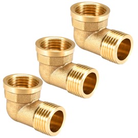 Pack of 2 Brass Angle 90°, 1 Inch Female Thread / AG, DN 25 Pipe Angle Elbow, 1 Inch Female Thread x Male Thread Sanitary Fittings Angle, 90 Degree Brass Elbow for Water Hose