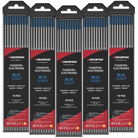 ARCCAPTAIN TIG Tungsten, TIG Welding Tungsten Electrode Blue 2% Lanthanated 10-Pack 1/16" x 7" (WL20/EWLa-2) X 5 Pcs