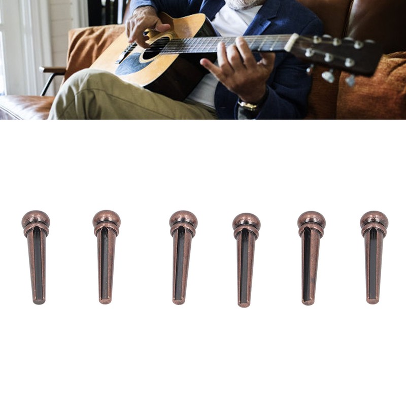 6PCS Guitar Bridge Pin Copper Acoustic Guitar Bridge Pins Peg