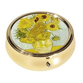 Fridolin Vincent van Gogh Sunflowers Round Metal Pill Box 6 x 2.1 cm