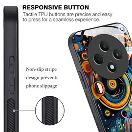 YUXING Slim Case for Oppo Reno 12 F 5G 4G / Reno 12 FS 5G 4G - Abstact Art Geometry Pattern Design Anti-scratch Glass Back Cover, Anti-slip Shockproof Bumper Case (Abstact Art,01)