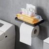 AIDILI Matte Black Toilet Paper Holder with Phone Shelf, Adhesive