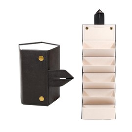 Calabria 5 Slot Black Multiple Sunglasses Organizer Case Holder for Travel Faux Leather Hard Shell Wall Hanging Eyeglasses