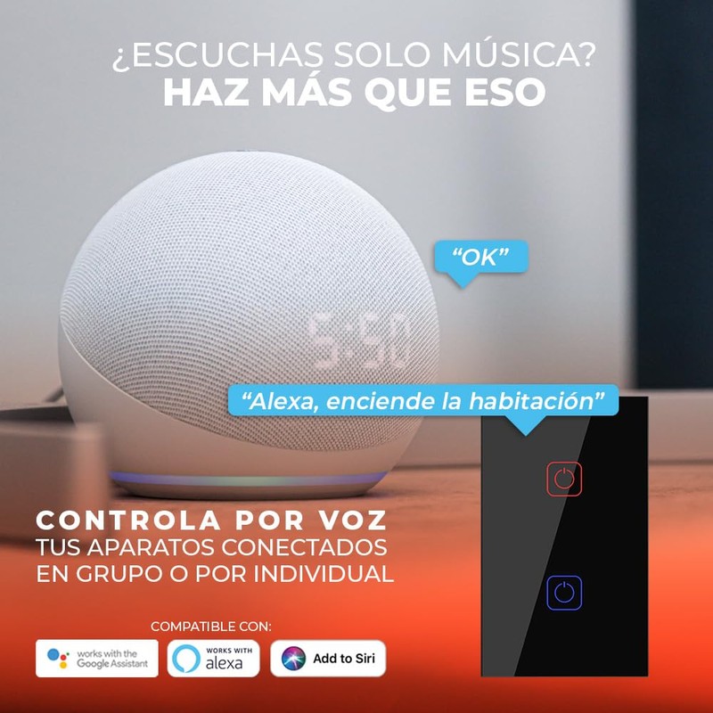 Tecnolite Connect - Apagador Inteligente Táctil WiFi 2 Circuitos, Requiere