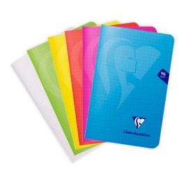 Clairefontaine Mimesys 303602C Exercise Book 11 x 17 cm 48 Sheets Squared Pack of 1 Assorted Colours