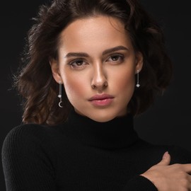 Star and Moon Dangle Drop Earrings Cubic Zirconia Earrings