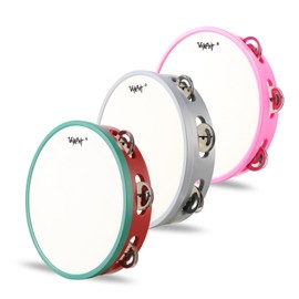 VANPHY Tambourine 3 Pick Set Hand Held Tambourine Drum 8 inch Metal Jingles Percussion Suitable for Adults