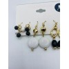 A&I Button Black White Gold Cluster Drop Earring NWT