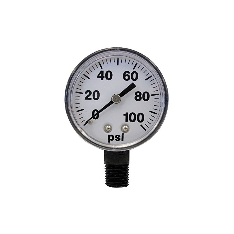 Pressure Gauge, 0 to 100 psi, 2In, 1/4In